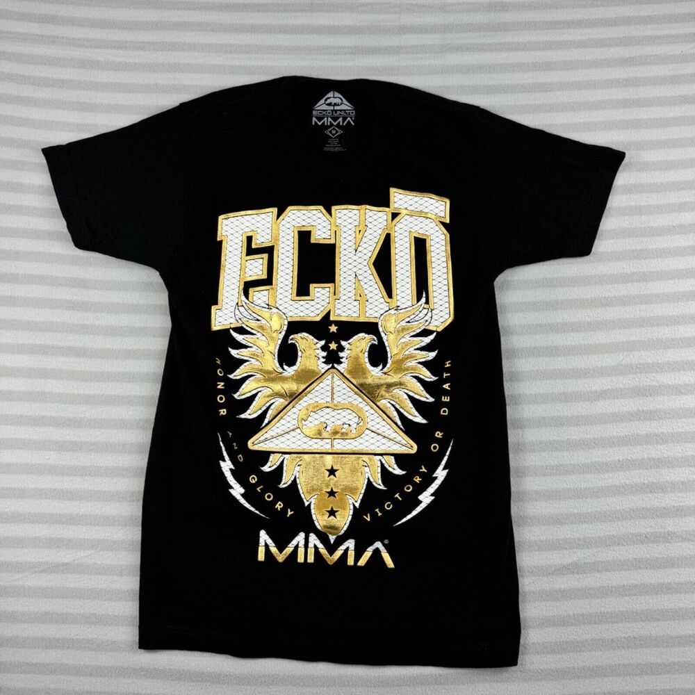 Ecko MMA Shirt Mens Medium Black Puff Graphics Glory Honor Collab Y2K